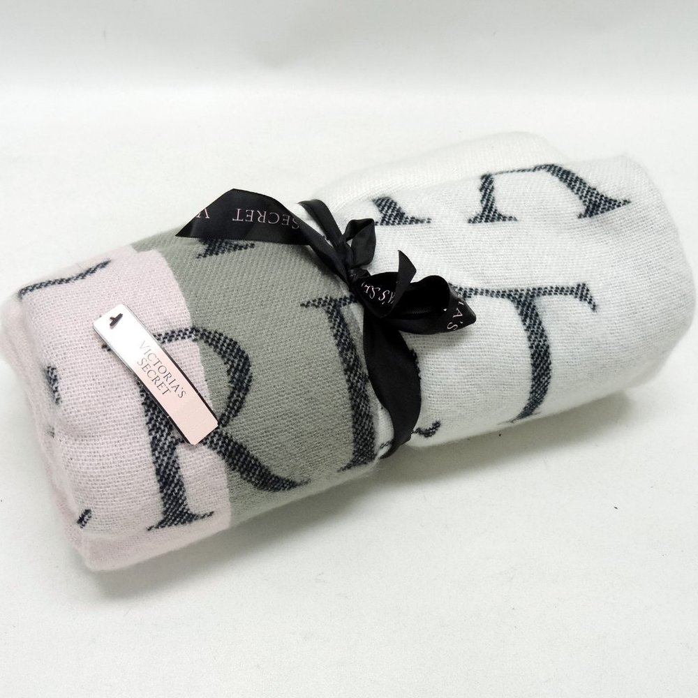 Victoria's Secret Striped Fringed Throw Blanket